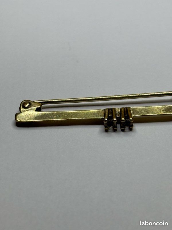 Broche Barrette Ancienne Vermeil Argent Massif Doré Grenat - Occasion