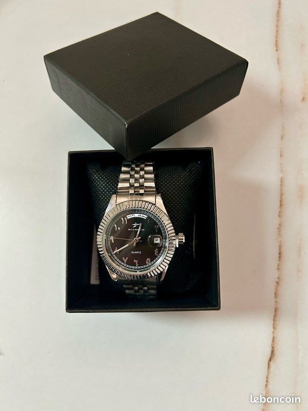 Montre homme RICECGO argenté avec cadran noir (image 5)