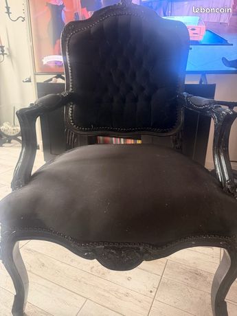 Casa Padrino Fauteuil Baroque Al Capone Noir - Fauteuil de Salon de