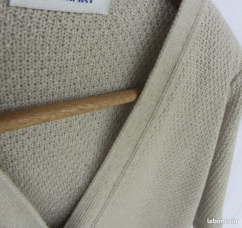 Cardigan à manches courtes beige clair vintage (image 13)