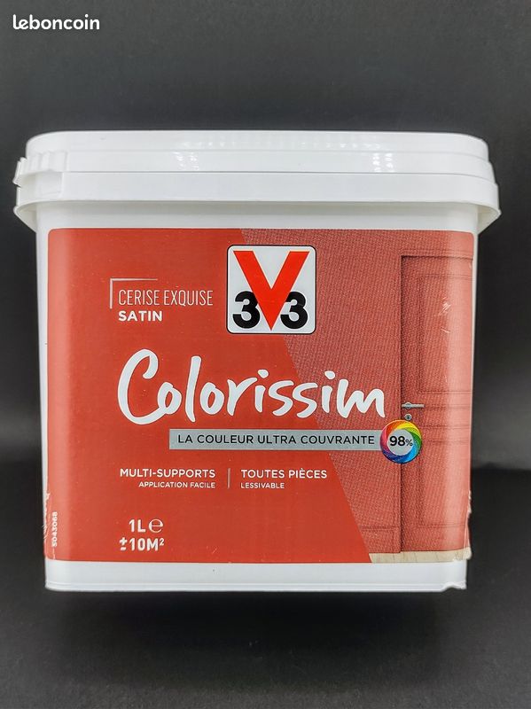 Peinture V33 COLORISSIM Multi-supports, Couleur CERISE EXQUISE SATIN 1L (image 1)