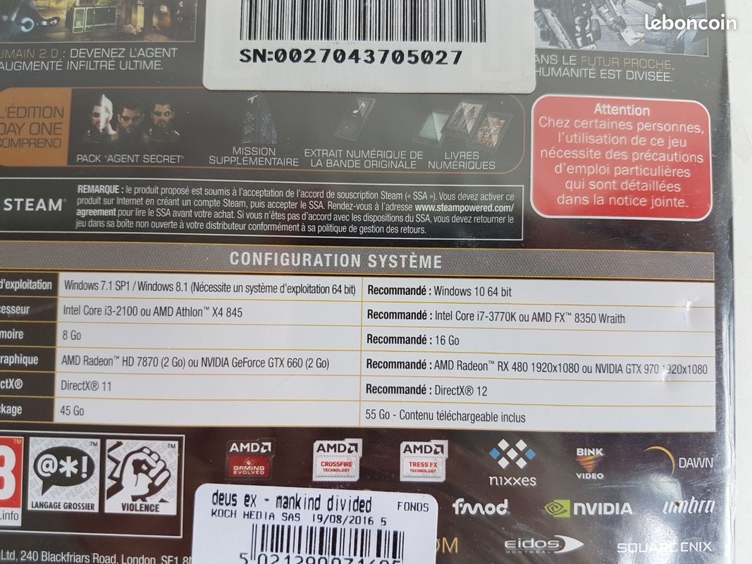 Jeu PC Neuf Deus Ex Mankind Divided Édition Day One (image 4)