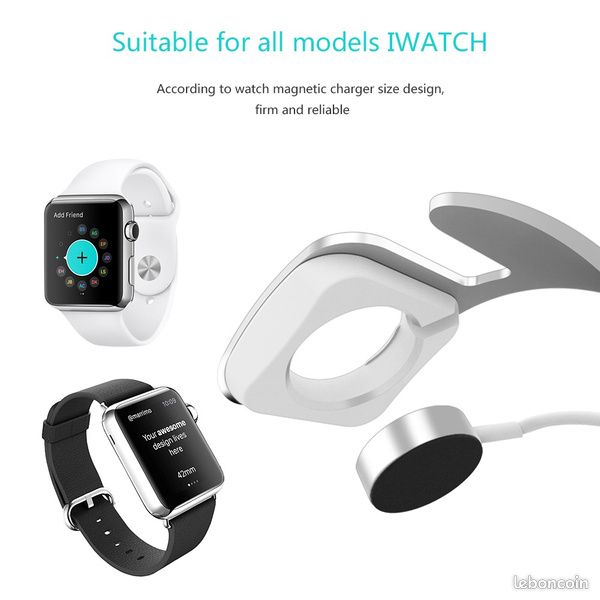 Socle chargement Compatible Apple Watch et iPhone (2 en 1) "Aluminium" (NEUF) (image 2)