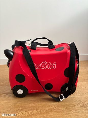 Valise Trunki Enfant – Gris Motif Chat, Valise à Roulettes, Occasion Très Bon état