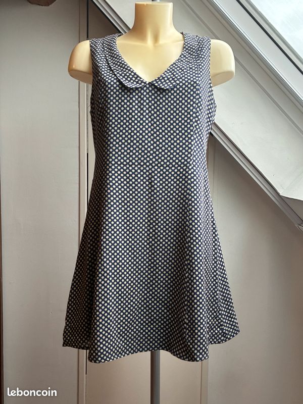Robe bleu marine pois I.code - T.38 - Bon état (image 1)
