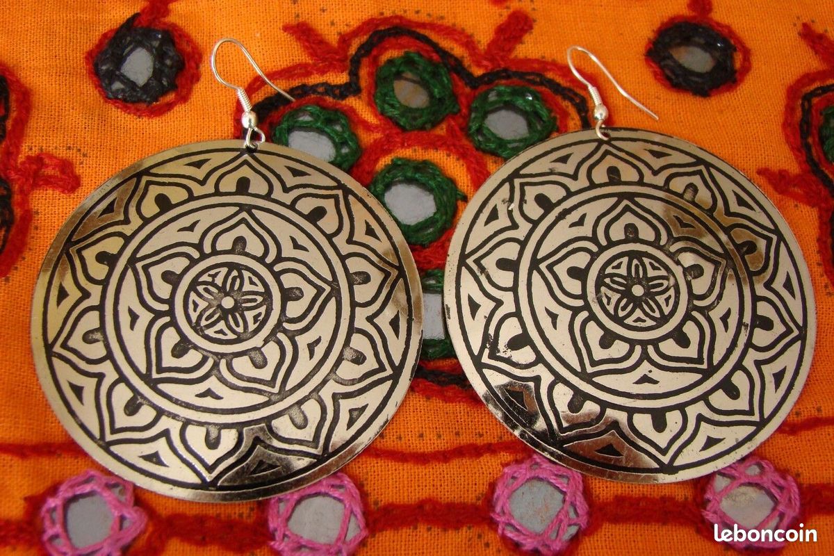 Boucles d'oreilles Mandala artisanat inde (image 1)