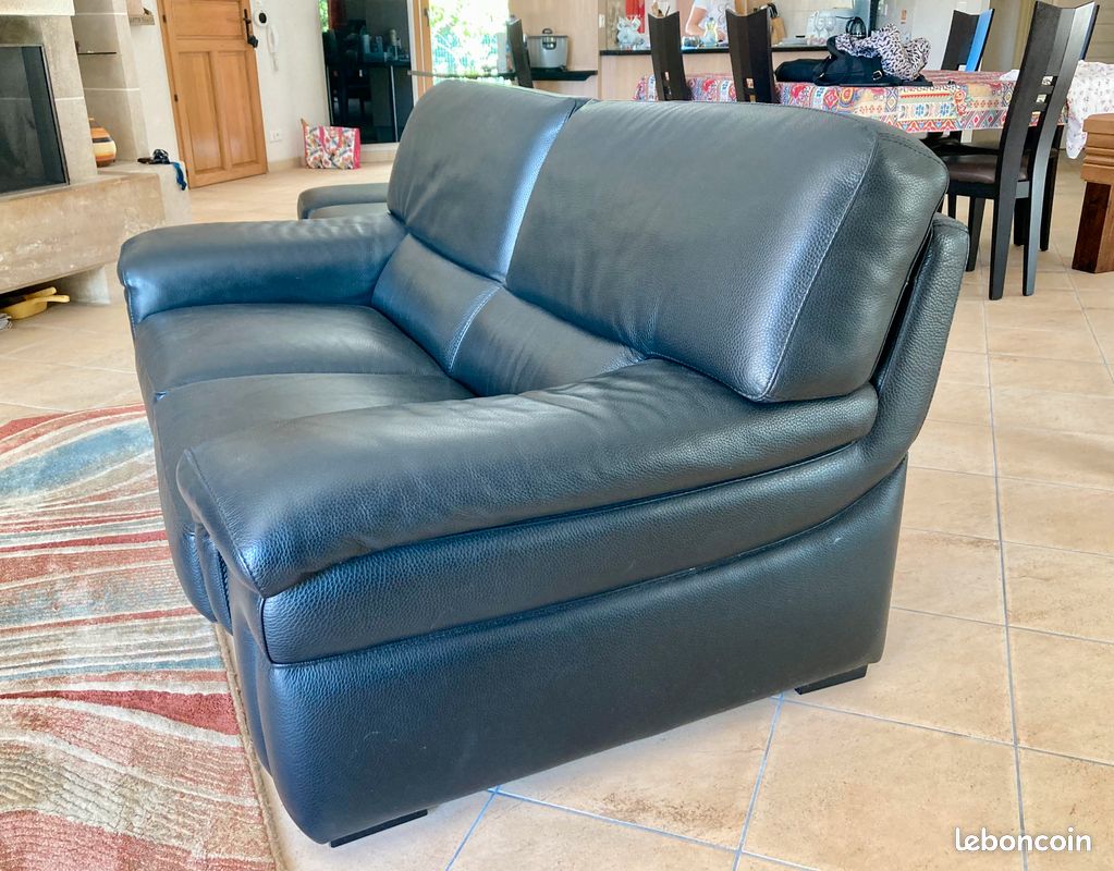 Canapé en cuir de buffle noir Roche Bobois (image 2)