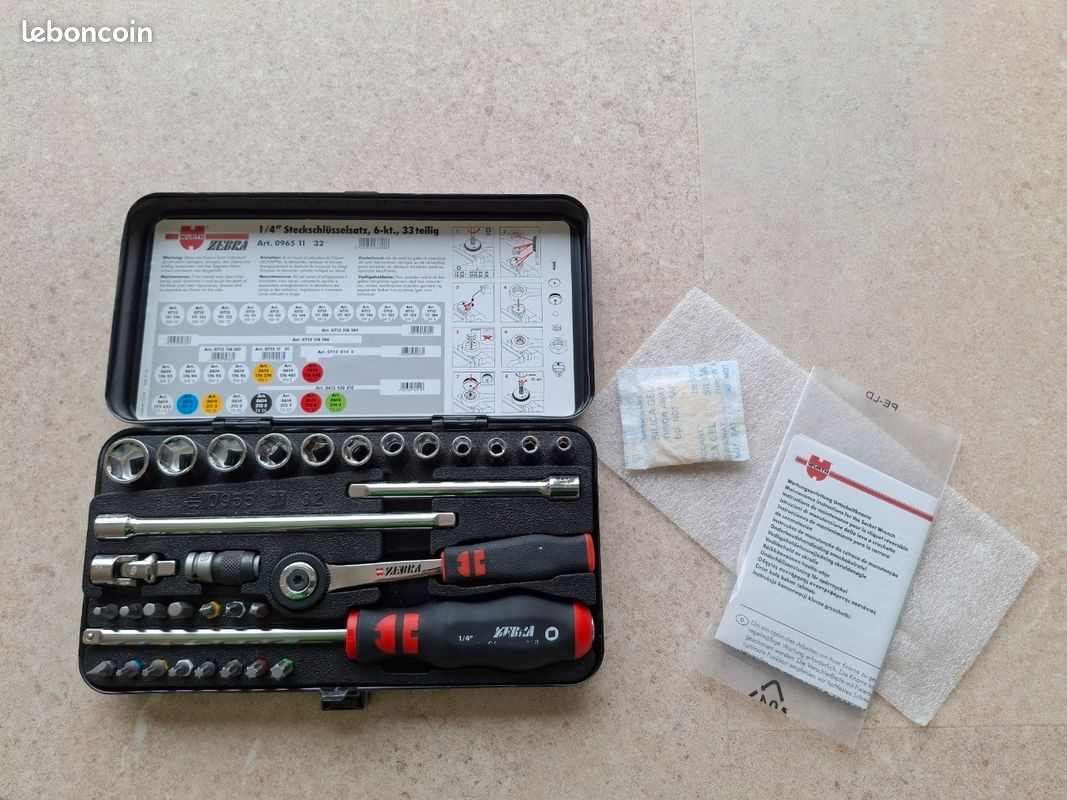 Coffret De Clés à Douille Wurth Zebra 1/4 - 33 Pièces, Empreintes 12 Points, Occasion