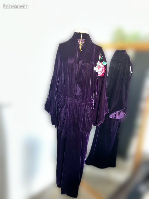 Robe - Velours - Sans Doublure - Ras du Cou - Pourpre - AMH198