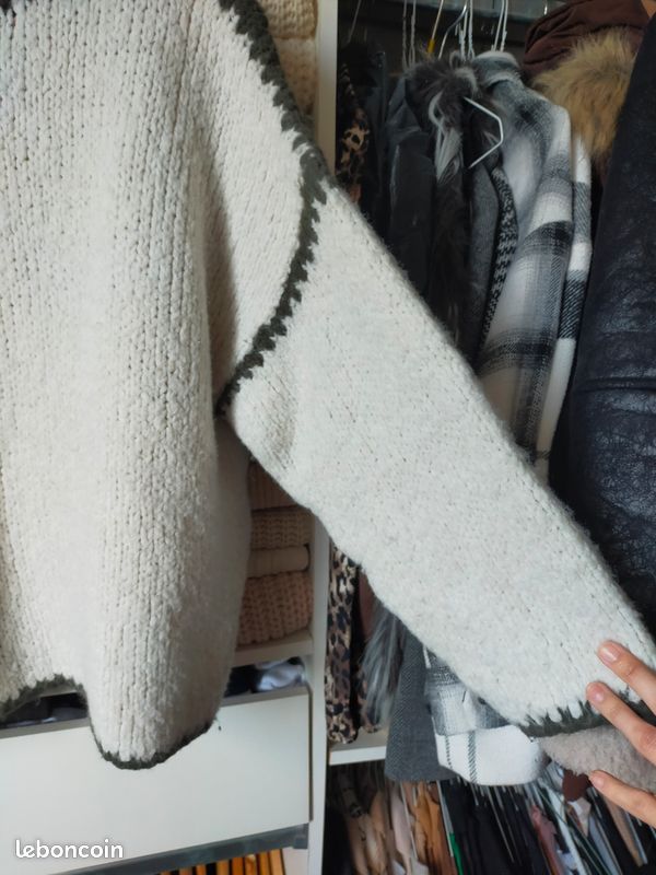 Pull oversize beige et kaki femme S/M (image 7)