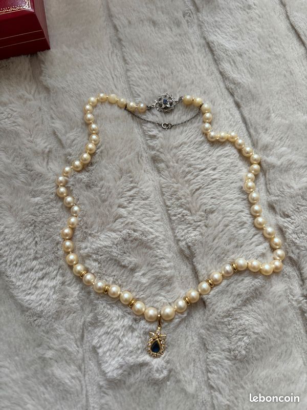 Collier perles précieuse et or 750 (image 5)