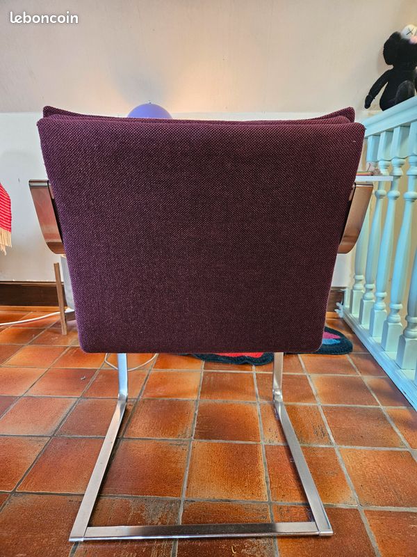 Fauteuil a accoudoirs, tissu et chrome, violet (image 7)