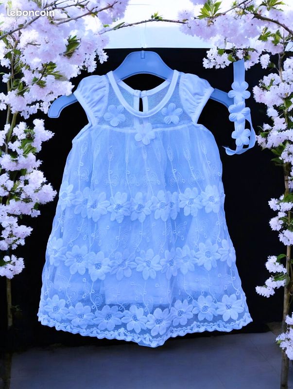 Chicaprie new ensemble 3p bébé fille avec fleurs reliefs