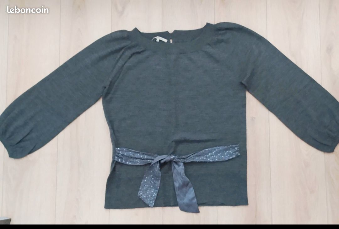 Pull Gérard Darel Gris Imprimé étoiles - Taille 38/40 - Coton - Occasion Correct