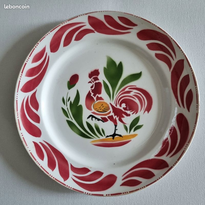 Ancienne assiette faïence au coq Boch Frères (image 1)
