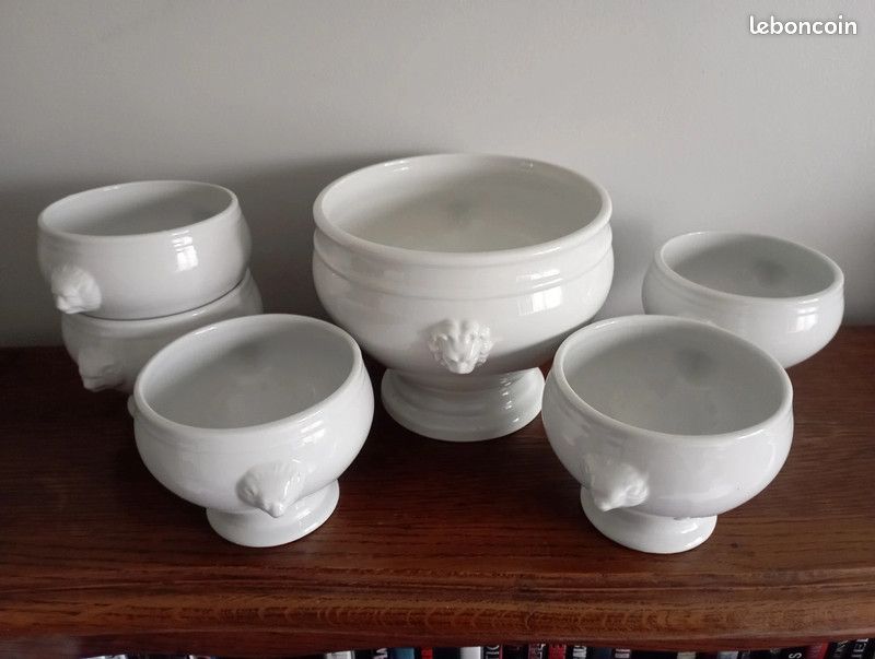 Lot De 6 Soupières Tête De Lion Van Well - 0,4L - Porcelaine Blanche Classique