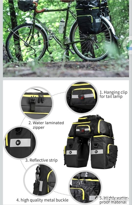 QWORK Sacoche Vélo Porte-Bagages Arrière PVC 600D Imperméable Avec Bandes Réfléchissantes