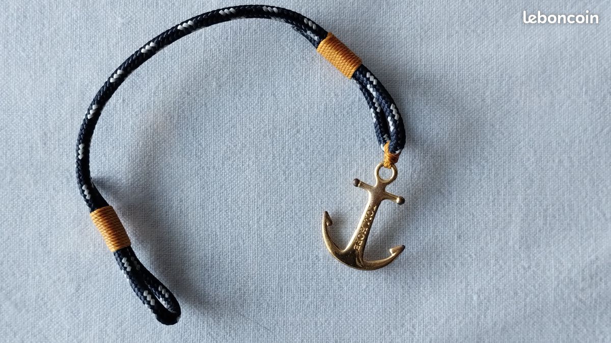 Bracelet Mixte Ancre Marine - Cordon Beige Et Médaillon Espoir - Motif Nautique