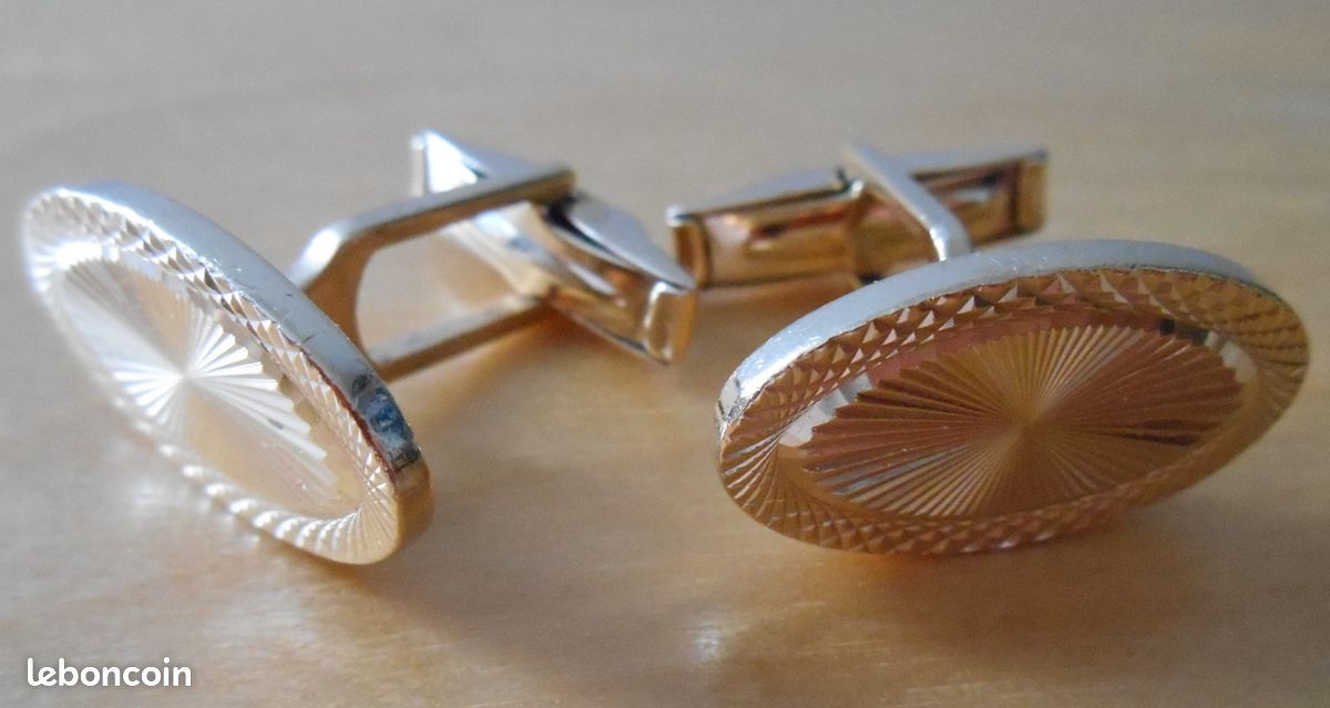 Boutons De Manchette Anciens - Plaqué Or Fixe - Style Vintage - Occasion - #PI# K13