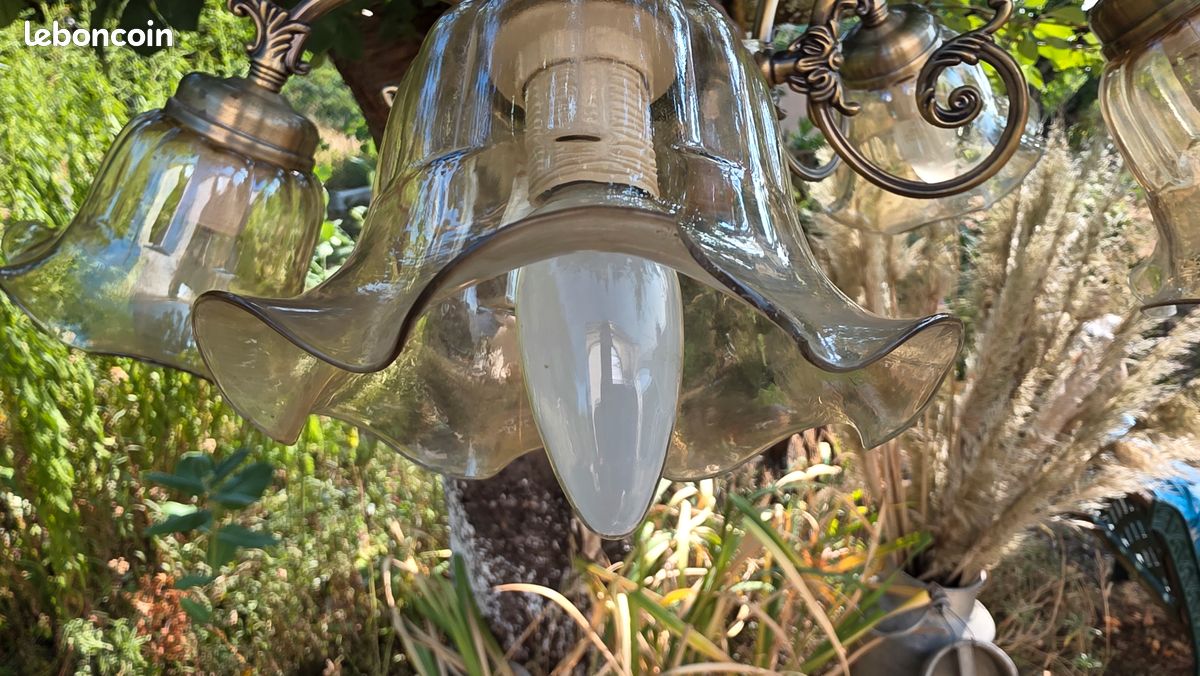 Lustre verre et bois (image 5)