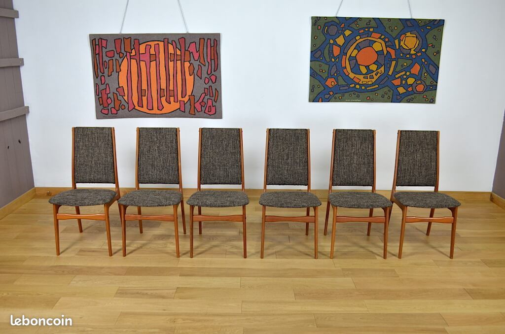 Série de 6 Chaises Danoise de Schionning & Elgaard pour Randers Mobelfabrik Vintage 1960 (image 2)