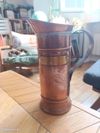 Pichet Vase Déco En Cuivre - Environ 28 Cm - Style Rustique - Occasion