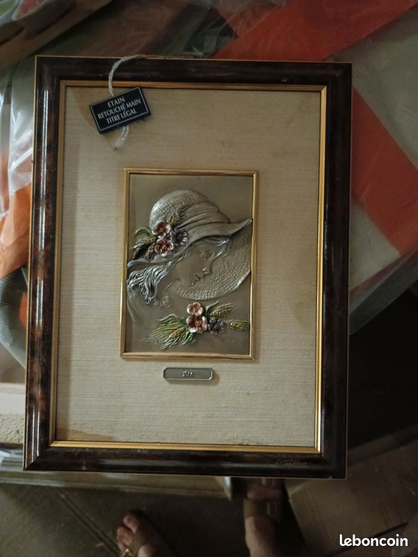 Tableau étain tissus (image 1)