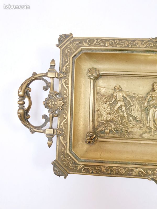 DEBUT Marcel (1865-1933) Plateau bronze Massif bas-relief Moisson Sculpture 1890 (image 6)