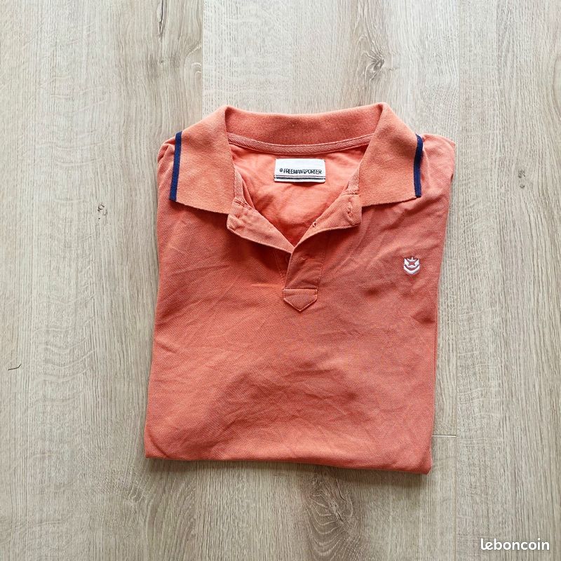 Freeman Porter Polo Col V Rose Saumon Homme Exclusive Urban