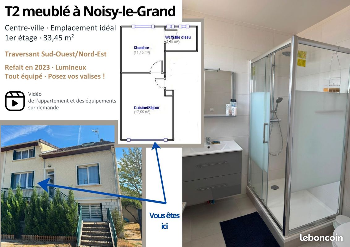 Appartement 2 pièces 33 m² · à Noisy-le-Grand · 33,5 m² · 1 000 €/mois