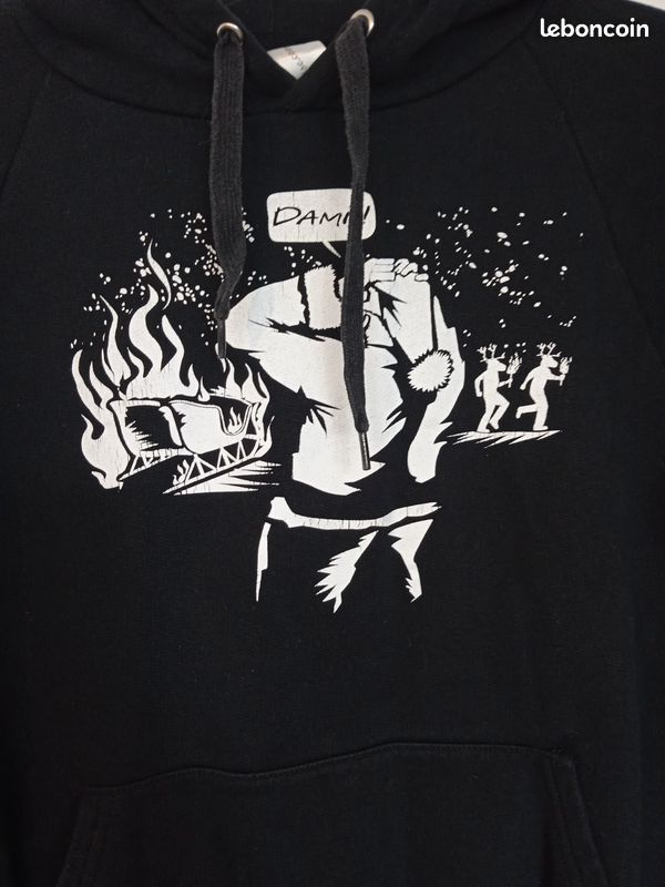 Sweat a capuche noir, motif humoristique taille xs (image 2)