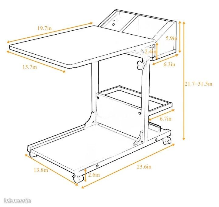 Tablette sur roulette bois (image 4)