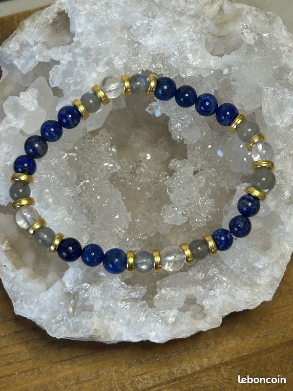 Bracelet Intuition et Protection – Lapis-Lazuli, Labradorite & Cristal de Roche (image 1)
