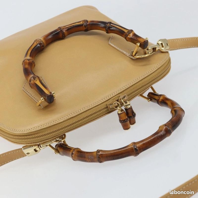 Sac à main GUCCI Bamboo en cuir 2-Way Beige Or 000-3780-0290 FM28 (image 5)