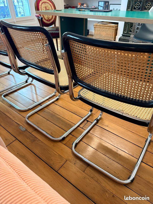 Lot 4 chaises vintage Marcel Breuer S 32 noires (image 10)