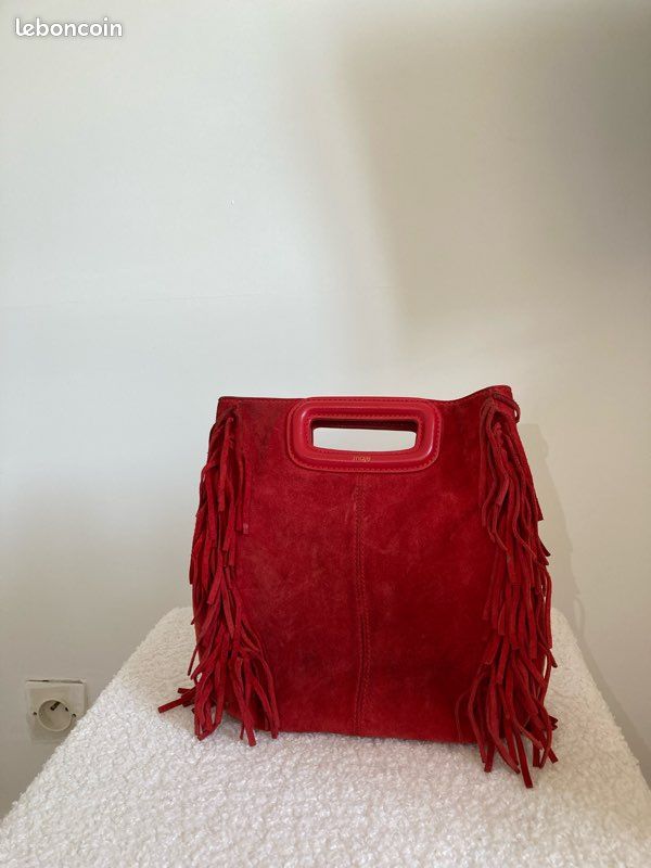 Handbag Sac Rouge Maje Maje Sac à Main En Cuir à Détail De Franges