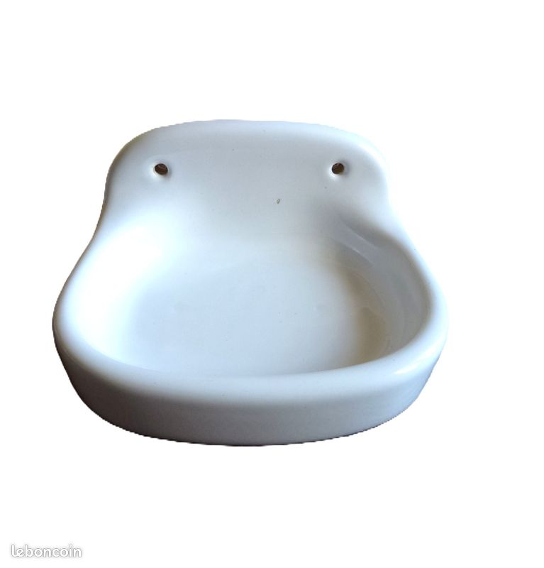 Porte-savon Ancien En Faïence De Desvres - Décor Peint Vintage Blanc - Pièce De Collection Française #C759