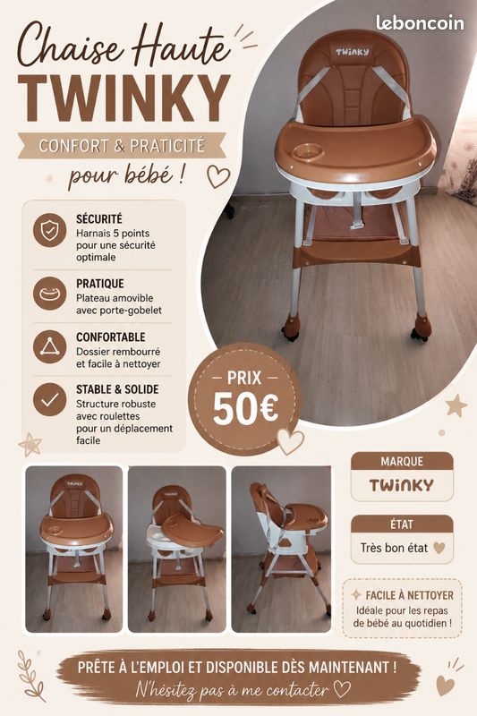 Chaise haute bébé twinky (image 1)