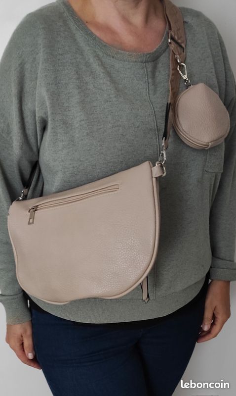 Sac banane femme grainé beige+porte monnaie bandoulière réglable (image 2)