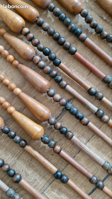 Rideau De Porte En Perles De Bois Vintage – Années 70 – Cadre Grateful Dead – Rare