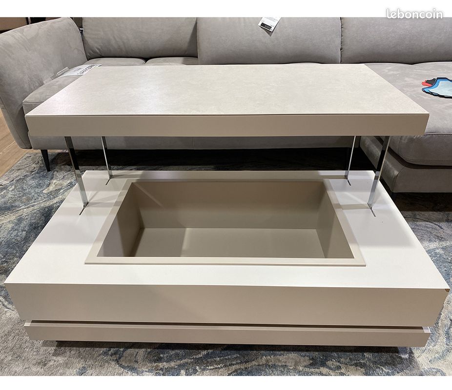 Table basse de luxe en céramique avec plateau relevable design haut de gamme qualité garantie (image 1)