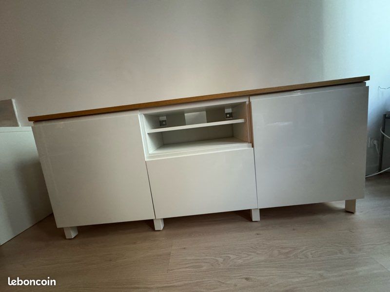 Buffet Besta IKEA - portes blanches laquées - 180cm (image 1)