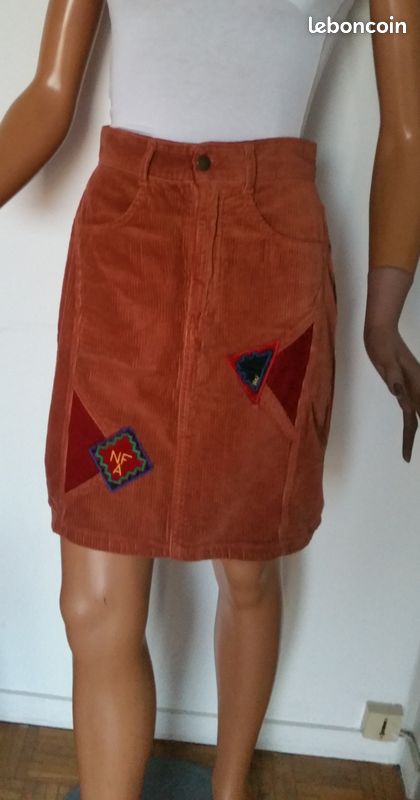Jupe Only En Corduroy Rouge - Taille 8 - A-line Longueur Genou - Vintage
