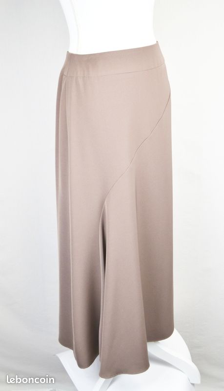 Jupe maxi beige rosé matière fluide - T38 - Etat neuf - Gérard Pasquier (image 2)