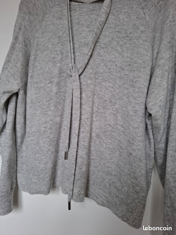 Pull Camaïeu Mohair Gris Taille 4 (38/40/42) - Col V, Occasion Très Bon état
