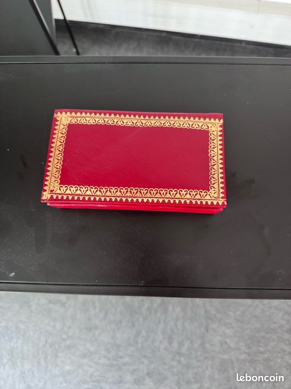 Ensemble de bureau vintage en simili cuir rouge – Porte-courrier + boîte vide-poches (image 5)