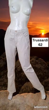 Pantalon Jeans Trussardi Jeans Taille 42 - Couleur Beige, Coupe Droite, Femme, Occasion Très Bon état