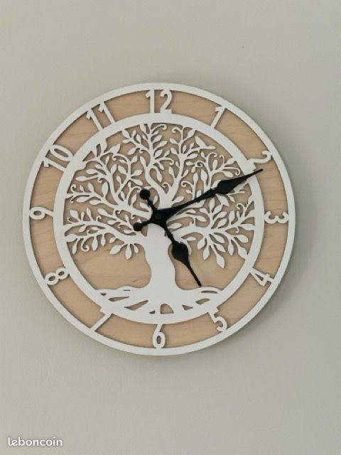Grande Horloge Murale En Bois Rustique – Artisanale, Maison & Bureau