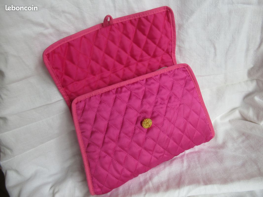 Pochette rose trousse sac de soirée Noel bouton doré (image 2)
