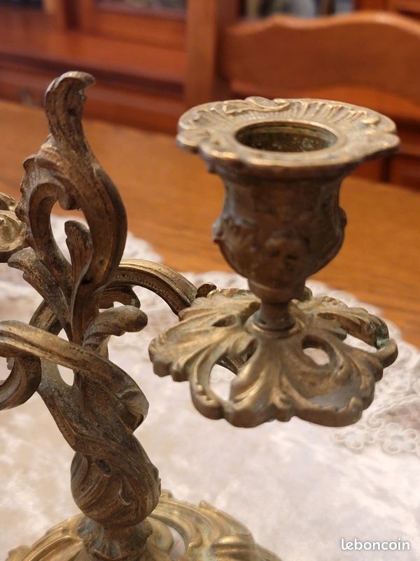 Chandelier Antique en Bronze ,Bougeoir 2 Branches (image 3)